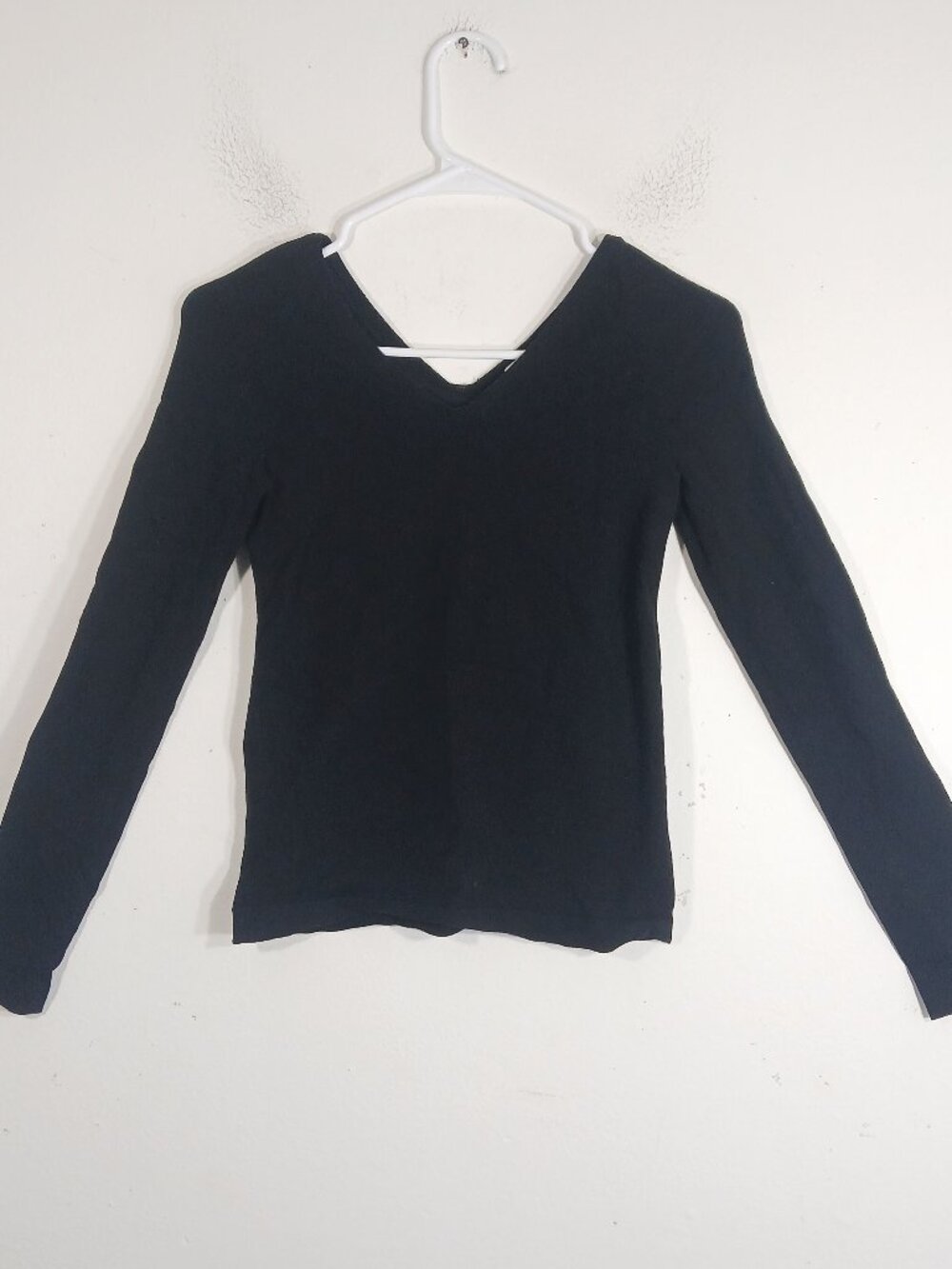 Vince Womens XS Black Knit Top Long Sleeve V Neck Stretch Lightweight